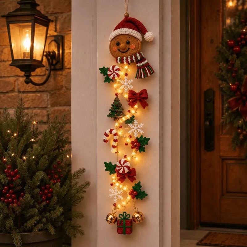 4-Foot Glowing Christmas Door Hanger, DIY Holiday Decor with Lights