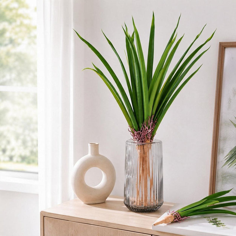 17" Artificial Cymbidium Orchid Bush, Realistic Faux Greenery for Wedding Decor, Home Styling, and Events