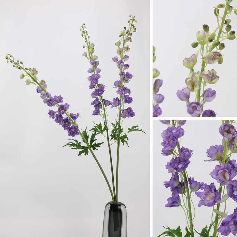 42" Single Stem Artificial Delphinium Flower, Silk-Like Fabric, Modern Farmhouse Decor for Weddings, Home, and Events
