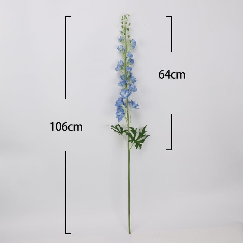 42" Single Stem Artificial Delphinium Flower, Silk-Like Fabric, Modern Farmhouse Decor for Weddings, Home, and Events