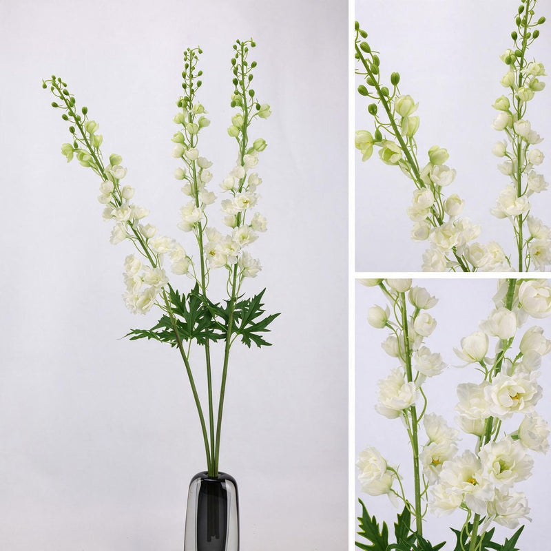 42" Single Stem Artificial Delphinium Flower, Silk-Like Fabric, Modern Farmhouse Decor for Weddings, Home, and Events