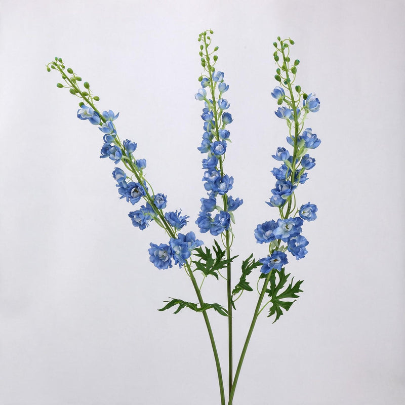 42" Single Stem Artificial Delphinium Flower, Silk-Like Fabric, Modern Farmhouse Decor for Weddings, Home, and Events