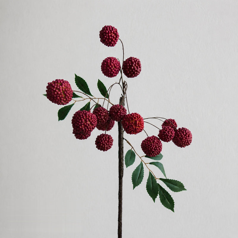 Artificial Litchi Fruit Branch, 15-Bloom Bush, 22" Tall, Realistic Plastic Floral for Home Decor, Window Display