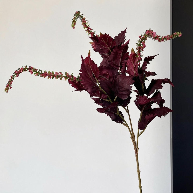 Artificial Retro Perilla Leaf Bush, 35" Length, Silk-Like Fabric Leaves, Foam Stems, for Home Decor, Wedding Arrangements, and Commercial Displays