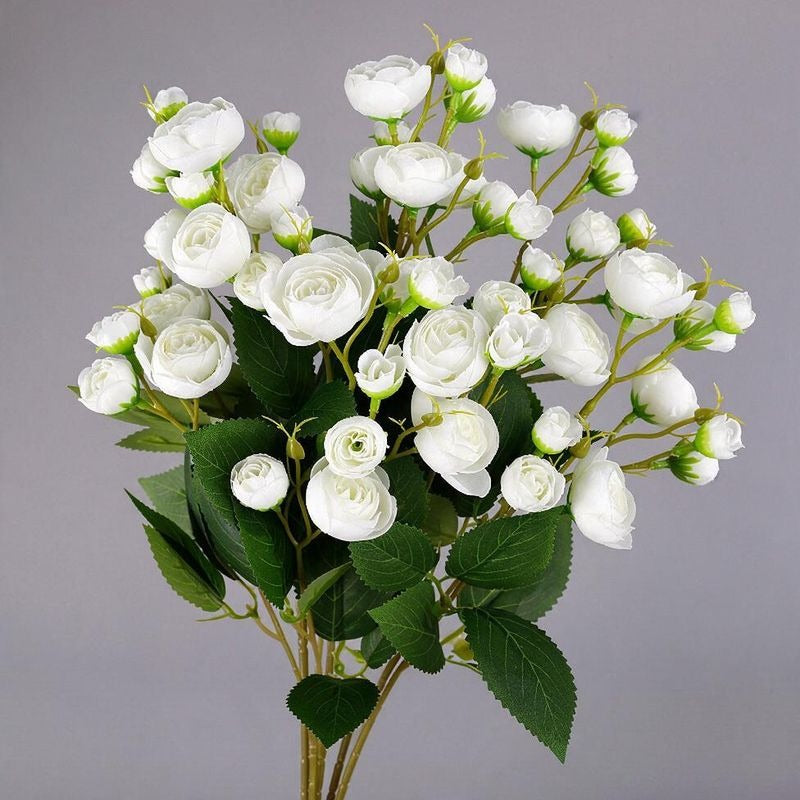 Artificial Camellia Bush with 12 Blooms, 18" Tall, Silk-Like Fabric, Perfect for Weddings, Home Decor, and Events
