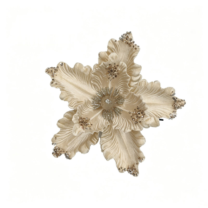 Artificial Poinsettia Flower Head, 9.5" Christmas Decoration for Home, Wedding & Holiday Displays