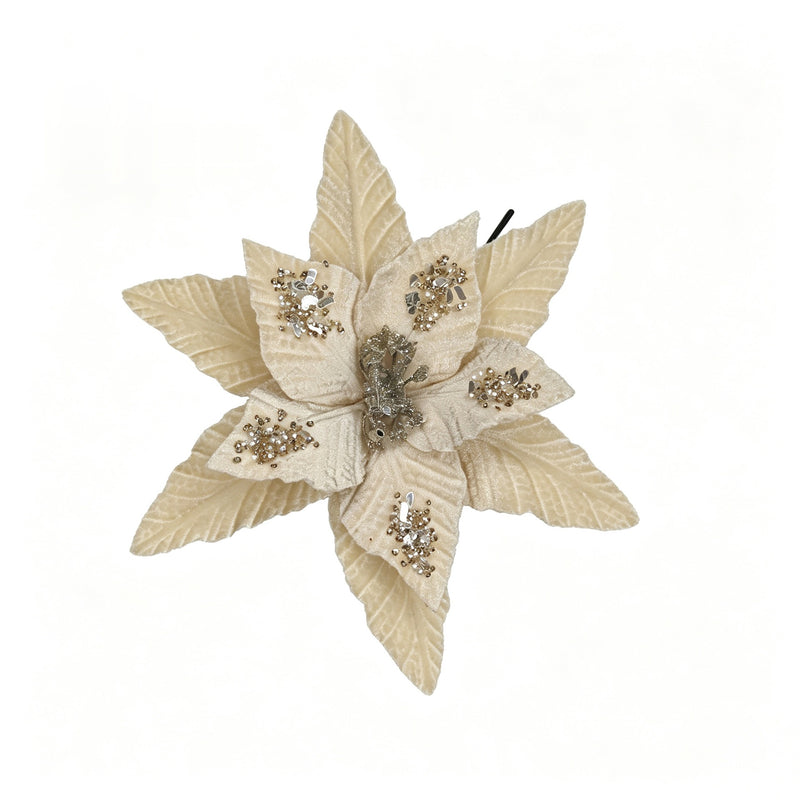 Artificial Poinsettia Flower Head, 9.5" Christmas Decoration for Home, Wedding & Holiday Displays