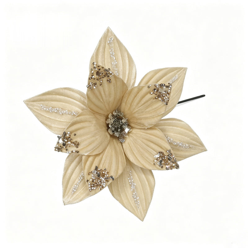 Artificial Poinsettia Flower Head, 9.5" Christmas Decoration for Home, Wedding & Holiday Displays