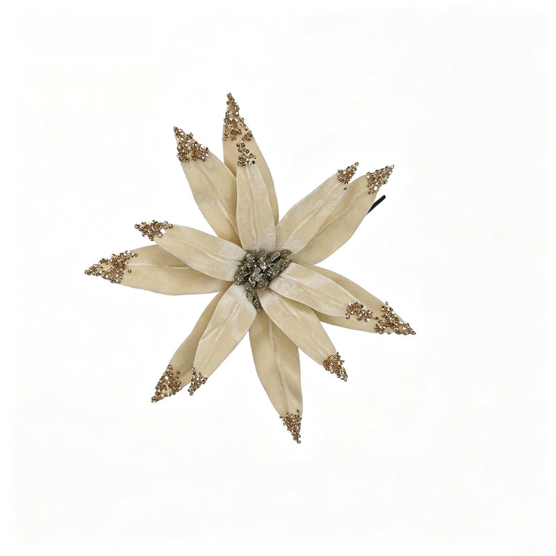 Artificial Poinsettia Flower Head, 9.5" Christmas Decoration for Home, Wedding & Holiday Displays