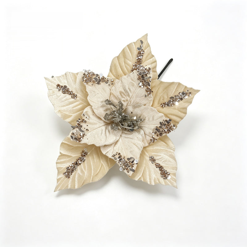 Artificial Poinsettia Flower Head, 9.5" Christmas Decoration for Home, Wedding & Holiday Displays
