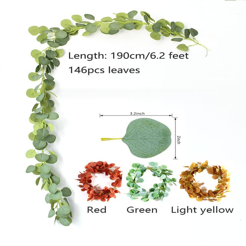 Eucalyptus Leaf Vine, 146-Leaf Artificial Trailing Plant, 75" Long, Wedding Decor, Home & Commercial Styling