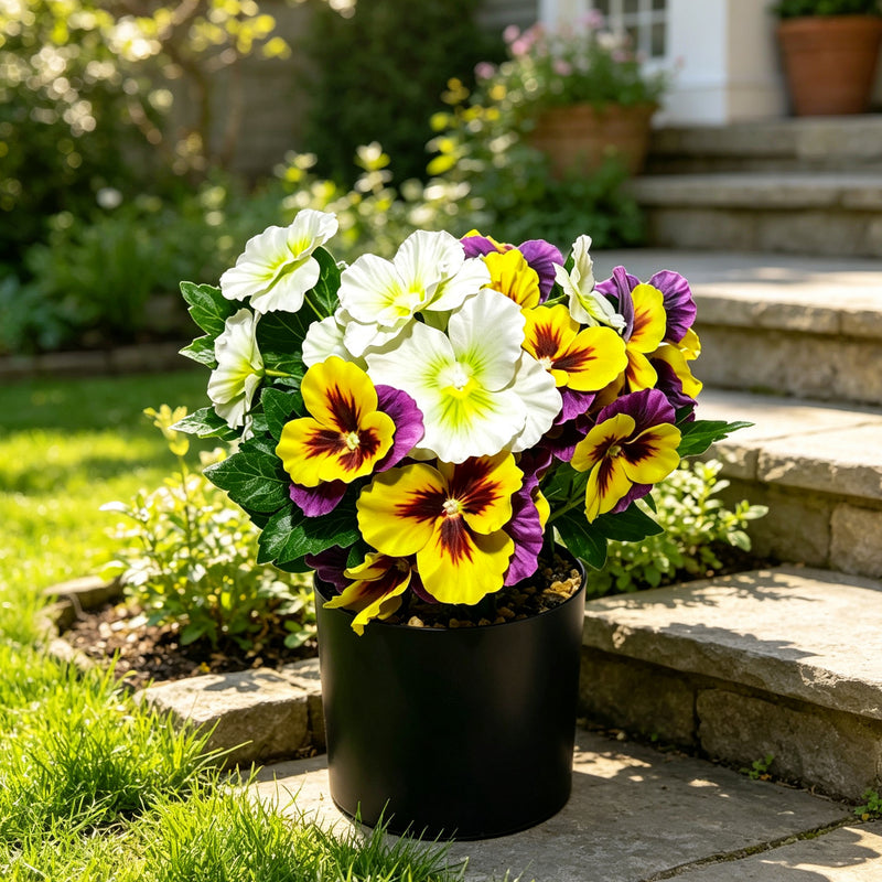 11" Artificial Pansy Potted Plant, Silk-Like Fabric, Perfect for Home Decor, Weddings, and Events
