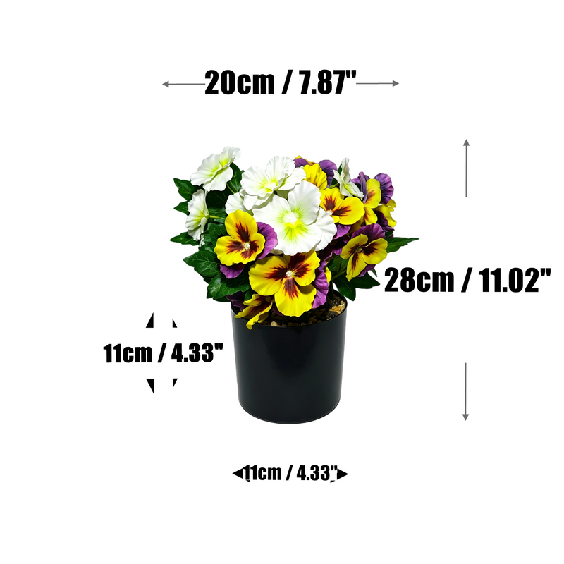 11" Artificial Pansy Potted Plant, Silk-Like Fabric, Perfect for Home Decor, Weddings, and Events