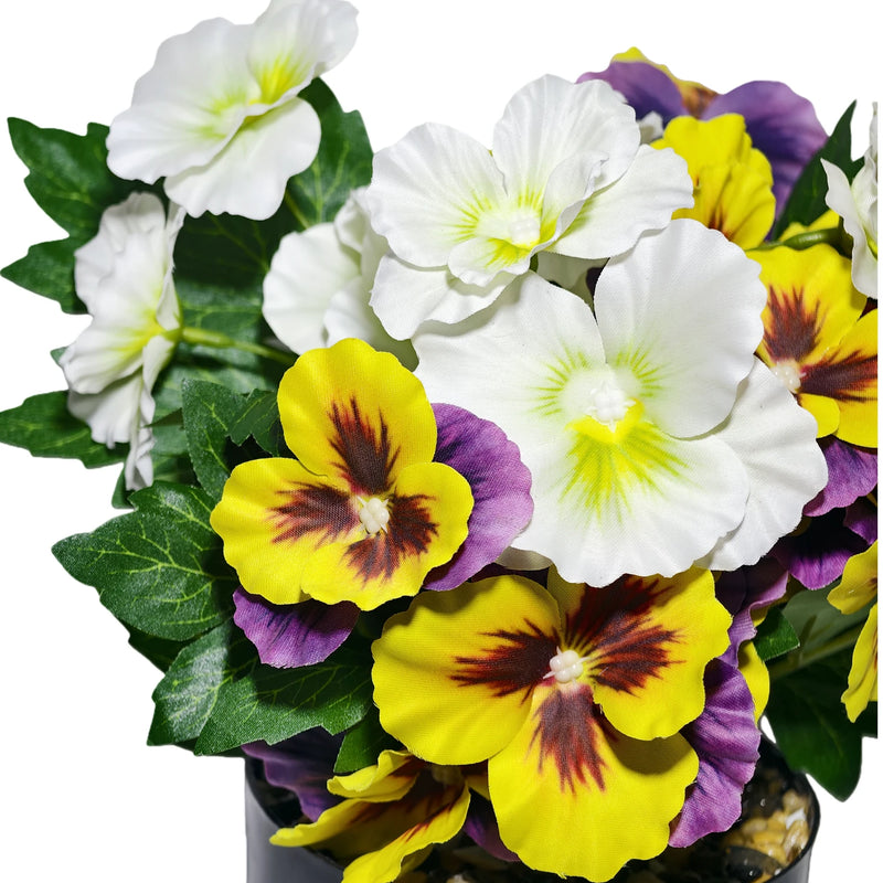 11" Artificial Pansy Potted Plant, Silk-Like Fabric, Perfect for Home Decor, Weddings, and Events