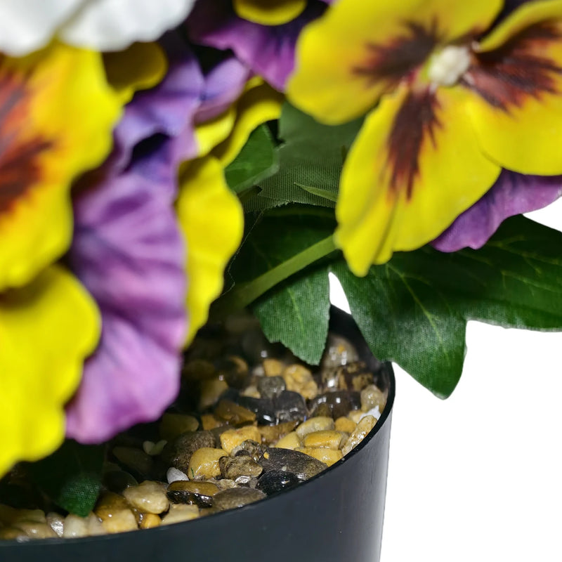 11" Artificial Pansy Potted Plant, Silk-Like Fabric, Perfect for Home Decor, Weddings, and Events
