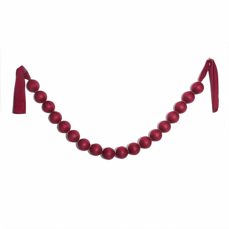 Red Fabric Ball Garland, 18 Balls, 91 Inches Long, Christmas Decorations
