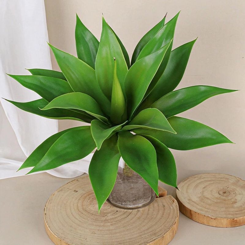 Artificial Agave Plant, Single Stem with 22 Leaves, 18" Tall, Plastic, Indoor/Outdoor Decor for Home, Office, Events