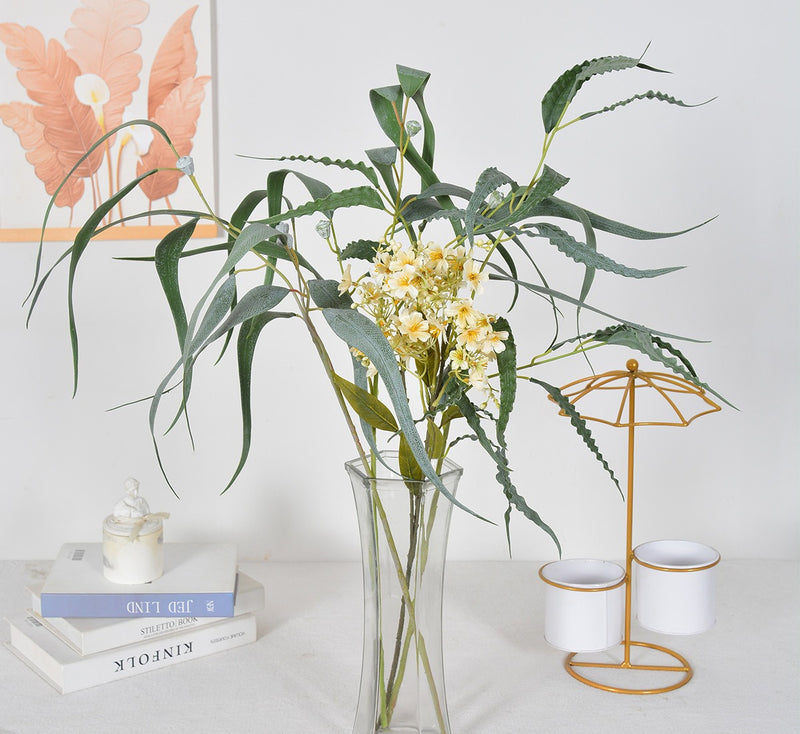 Eucalyptus and Fern Bush Artificial Flowers, 27" Tall, Perfect for Weddings, Home Decor, and Events