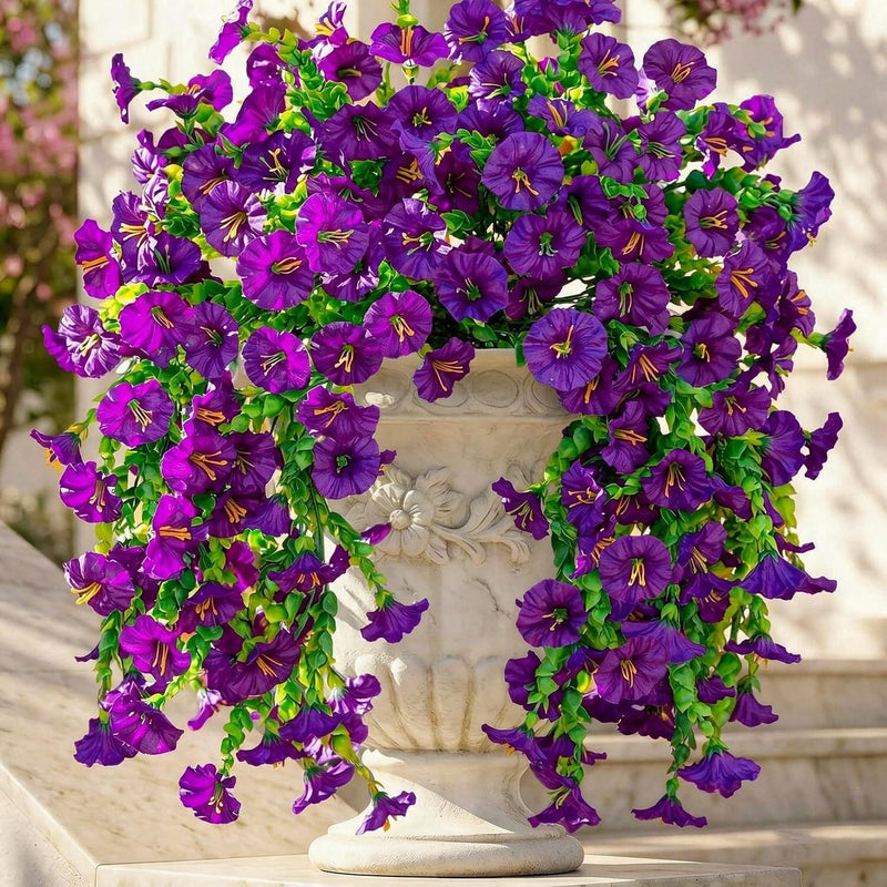 Artificial Morning Glory Vine, Set of 4, 18" Length, Silk-Like Fabric, Perfect for Indoor & Outdoor Decor