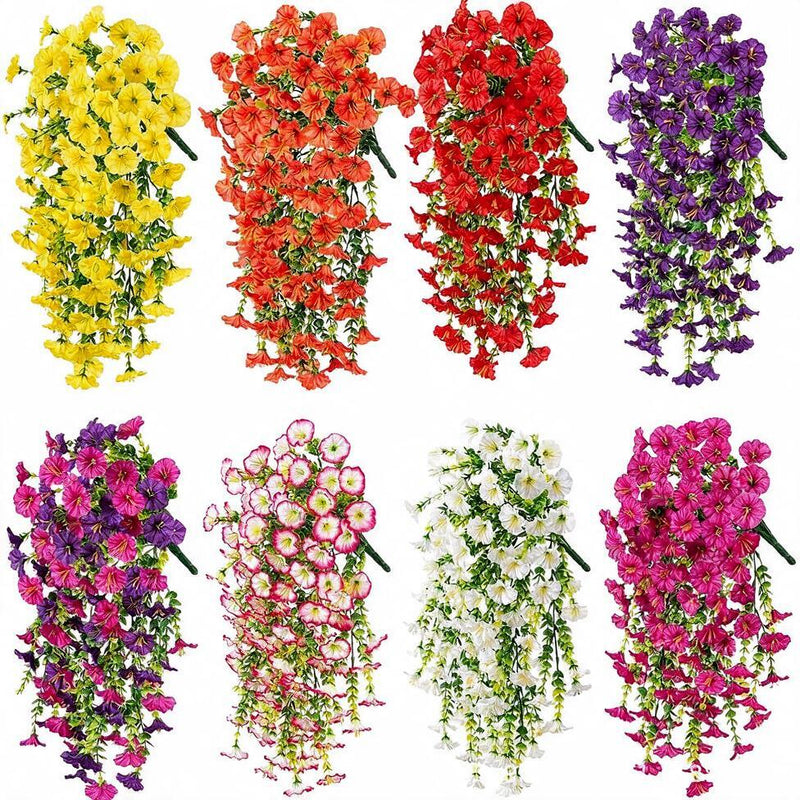 Artificial Morning Glory Vine, Set of 4, 18" Length, Silk-Like Fabric, Perfect for Indoor & Outdoor Decor
