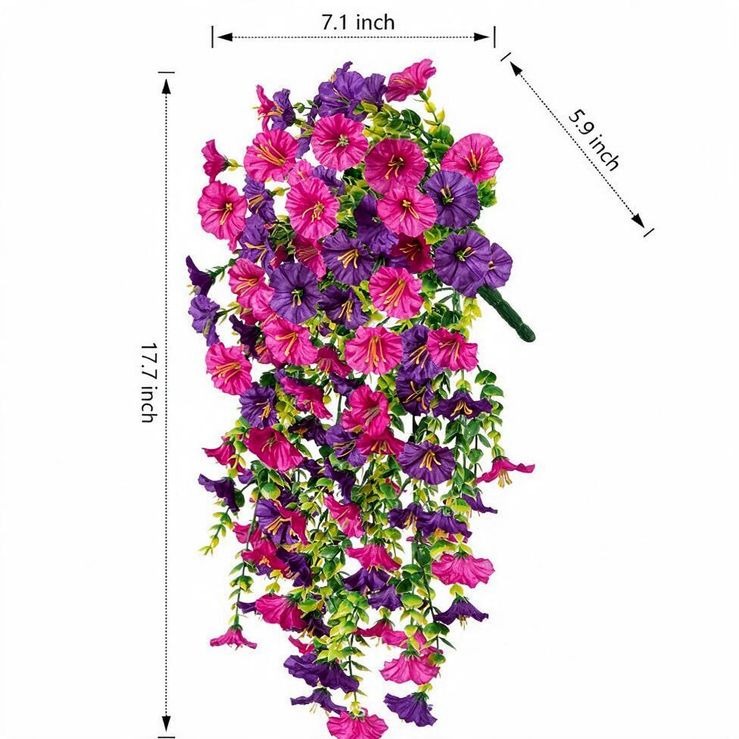 Artificial Morning Glory Vine, Set of 4, 18" Length, Silk-Like Fabric, Perfect for Indoor & Outdoor Decor