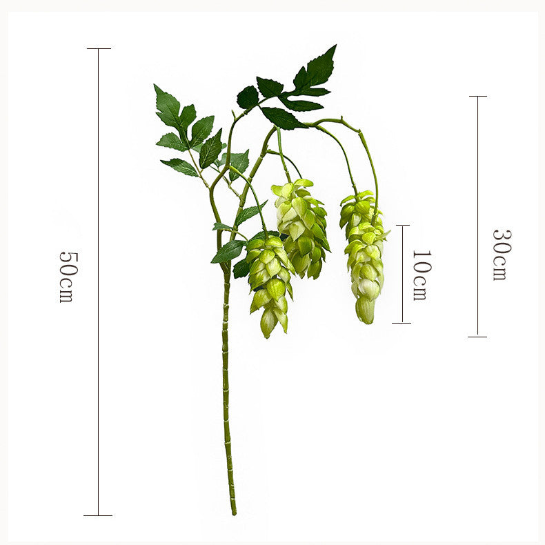 Artificial Hops Single Stem with 5 Blooms, 20" Tall, PU Material, Indoor/Outdoor Use, Wedding & Event Decor