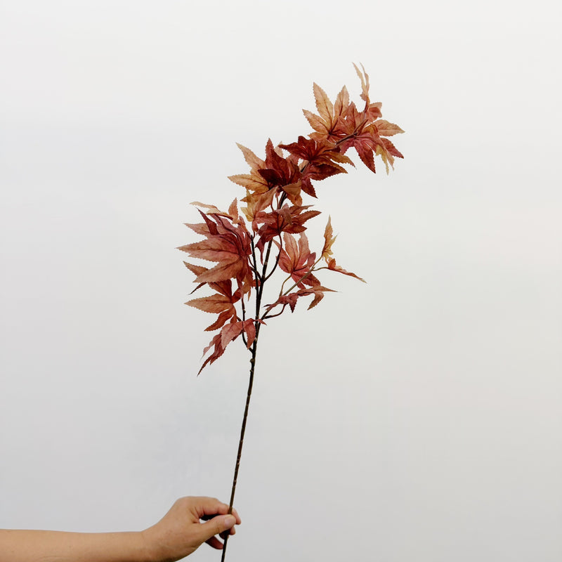 Single Stem Artificial Red Maple Leaf, 31" Faux Silk Fall Decoration for Wedding, Home, and Office Decor