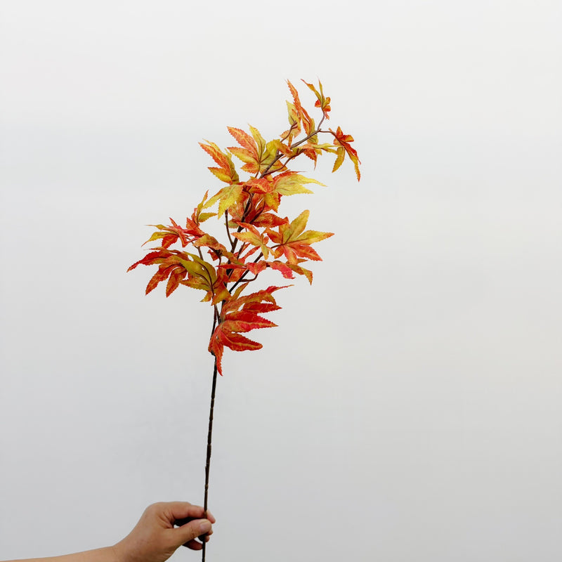Single Stem Artificial Red Maple Leaf, 31" Faux Silk Fall Decoration for Wedding, Home, and Office Decor