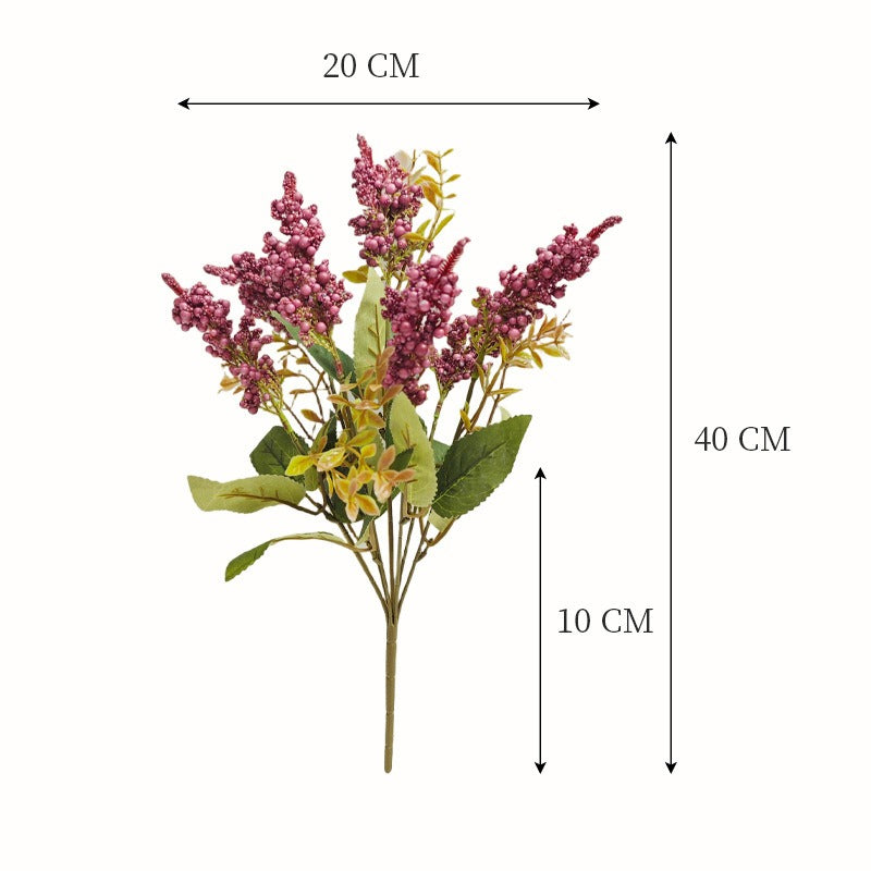7-Bloom Wild Berry Foam Bush, 16" Tall, Faux Silk Flowers for Home Decor, Wedding Arrangements, and Events