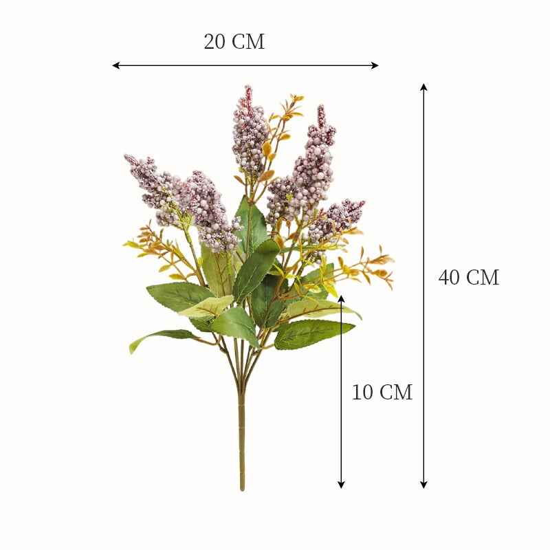 7-Bloom Wild Berry Foam Bush, 16" Tall, Faux Silk Flowers for Home Decor, Wedding Arrangements, and Events