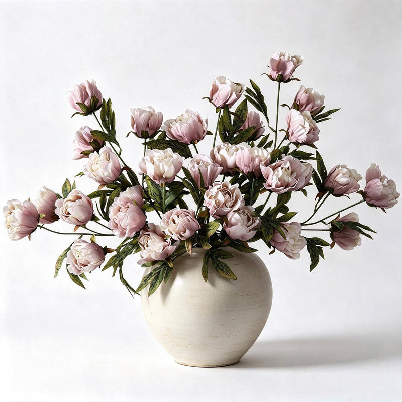 Artificial Peony Bush with 4 Blooms, Silk-Like Fabric, 18" Height, Perfect for Weddings, Events, and Home Decor