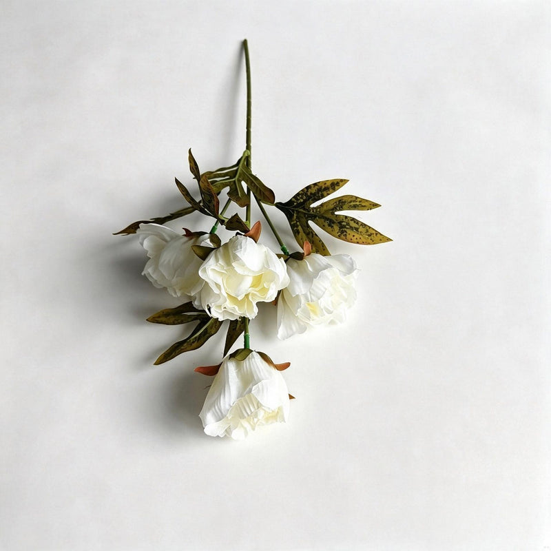 Artificial Peony Bush with 4 Blooms, Silk-Like Fabric, 18" Height, Perfect for Weddings, Events, and Home Decor