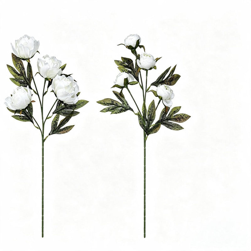 Artificial Peony Bush with 4 Blooms, Silk-Like Fabric, 18" Height, Perfect for Weddings, Events, and Home Decor