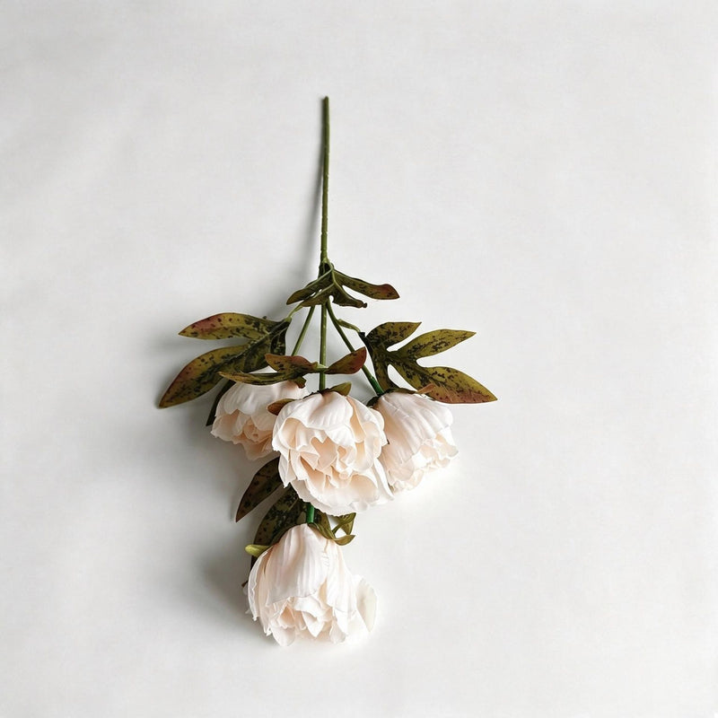 Artificial Peony Bush with 4 Blooms, Silk-Like Fabric, 18" Height, Perfect for Weddings, Events, and Home Decor