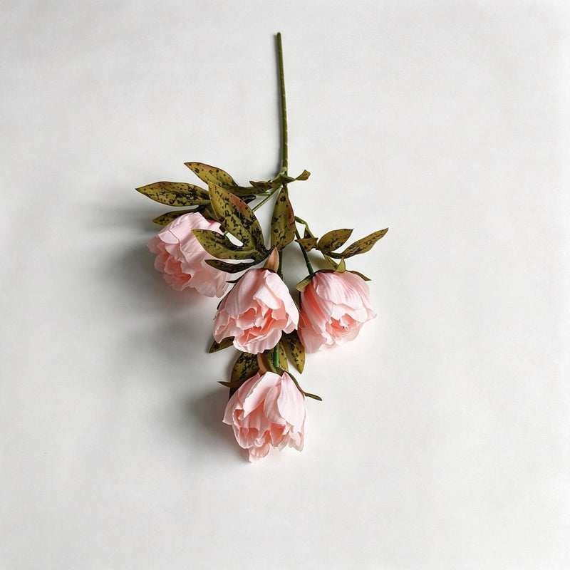 Artificial Peony Bush with 4 Blooms, Silk-Like Fabric, 18" Height, Perfect for Weddings, Events, and Home Decor