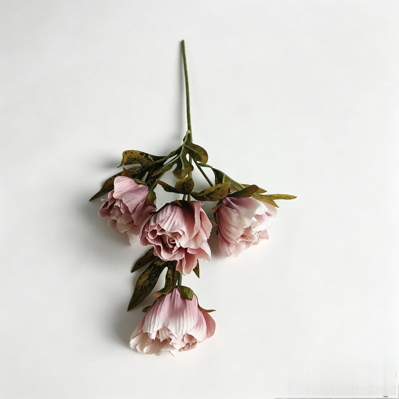 Artificial Peony Bush with 4 Blooms, Silk-Like Fabric, 18" Height, Perfect for Weddings, Events, and Home Decor
