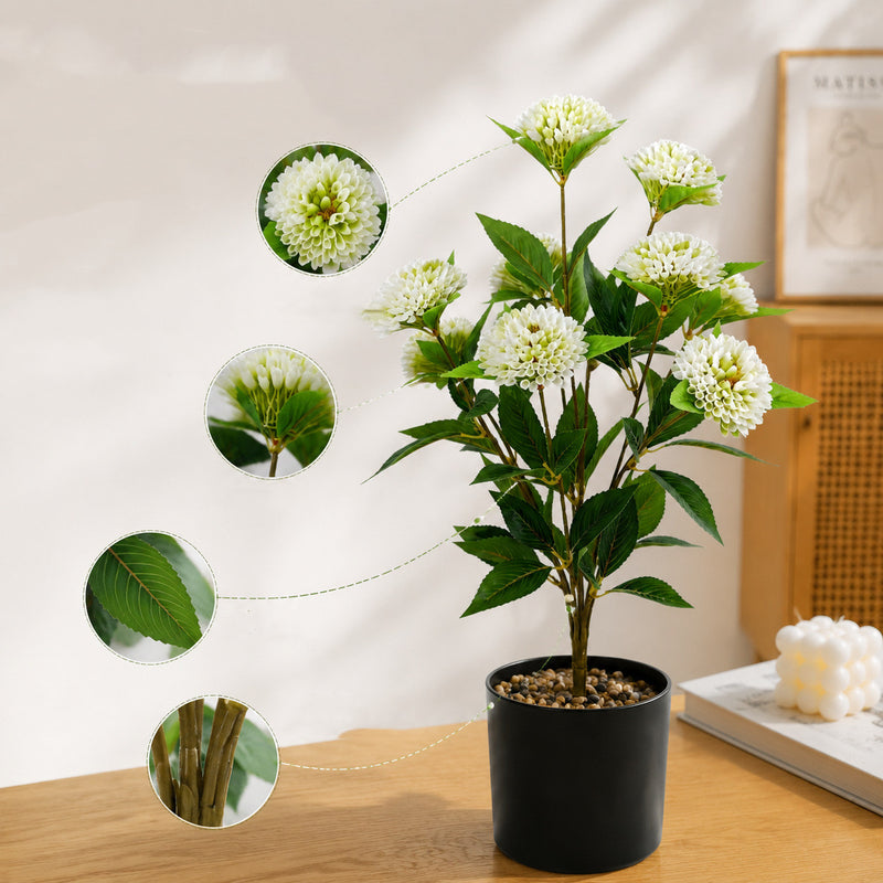 22" Artificial Chrysanthemum Bush with 9 Blooms, Plastic, Modern Style for Weddings, Events, Home Decor