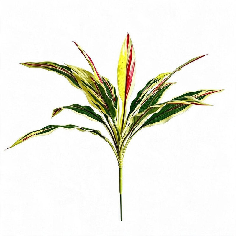 Artificial Fern and Caladium Bush, 22" Tall, Realistic Plastic Greenery for Home, Events, and Commercial Decor