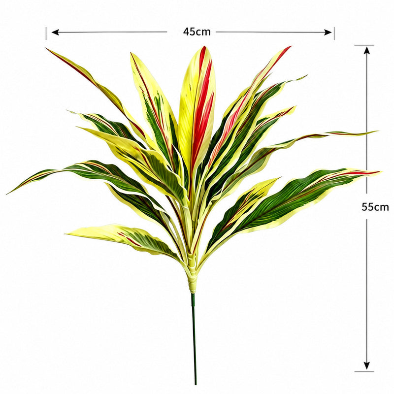 Artificial Fern and Caladium Bush, 22" Tall, Realistic Plastic Greenery for Home, Events, and Commercial Decor