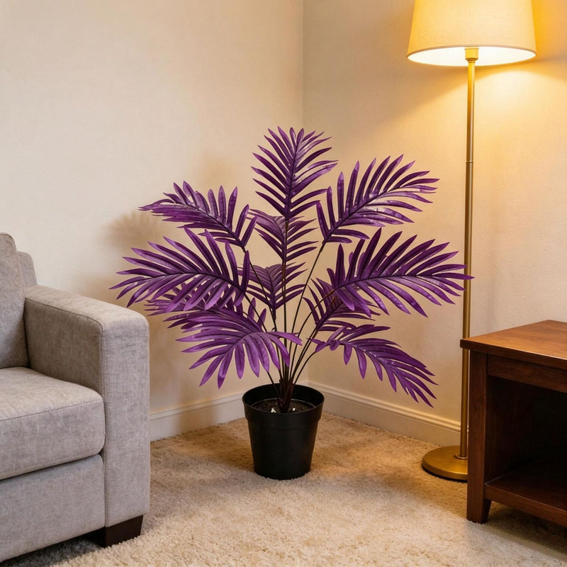 Modern 12-Bloom Artificial Areca Palm Bush, 26 Inches, Indoor/Outdoor Decor