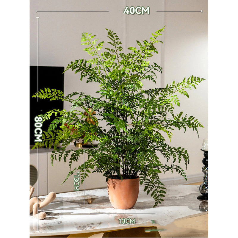 Artificial Fern Potted Plant with Terracotta Pot, 31" Tall, Realistic Indoor Outdoor Decor