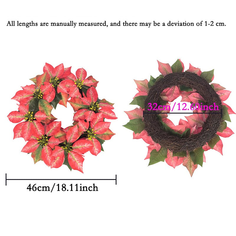 Artificial Poinsettia Garland, 18" Christmas Vine for Holiday Decor, Door Hanging & Commercial Displays