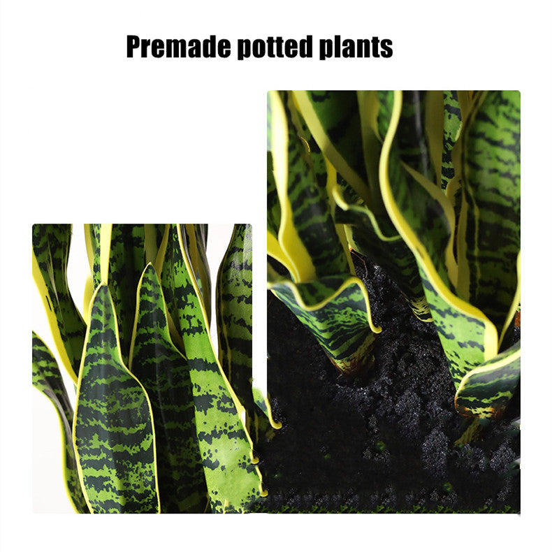 28" Artificial Snake Plant Potted, Realistic Faux Sansevieria with Plastic Pot for Home Office Decor, Indoor Outdoor Use