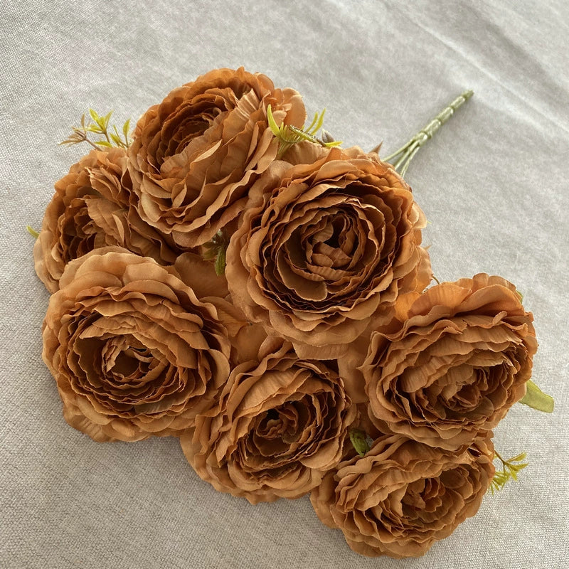 Artificial Peony Bush with 7 Blooms, 16" Tall, Silk-Like Fabric, Perfect for Weddings & Home Decor