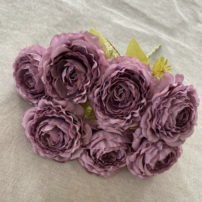 Artificial Peony Bush with 7 Blooms, 16" Tall, Silk-Like Fabric, Perfect for Weddings & Home Decor