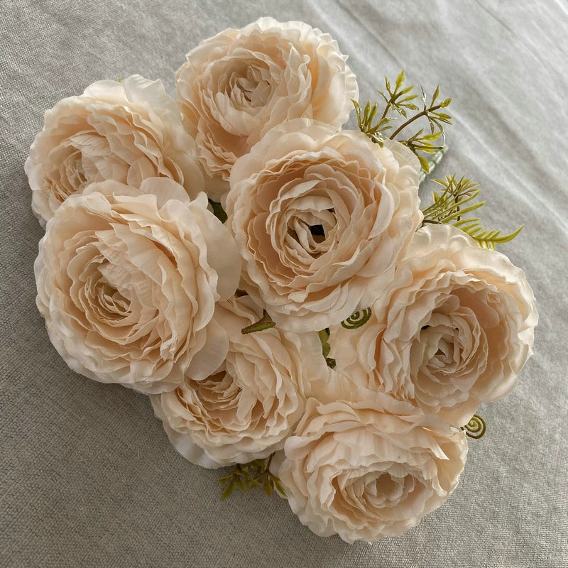 Artificial Peony Bush with 7 Blooms, 16" Tall, Silk-Like Fabric, Perfect for Weddings & Home Decor