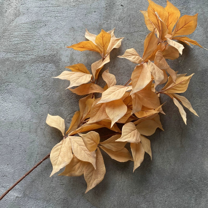 Single Stem Faux Hazel Leaf, 100cm Long, Velvet Fabric, Perfect for Weddings, Home Decor, and Commercial Displays