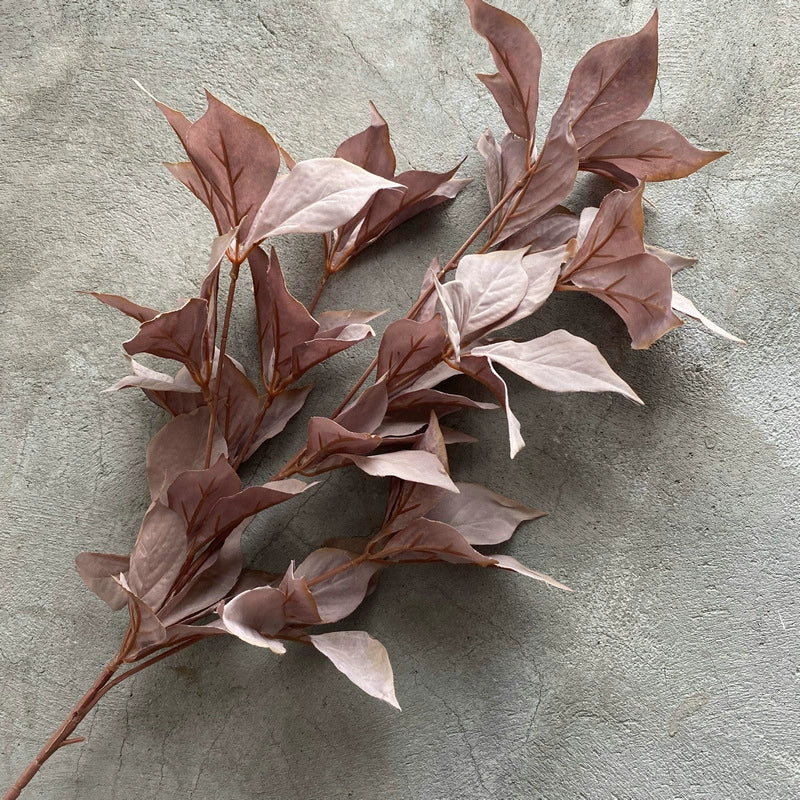 Single Stem Faux Hazel Leaf, 100cm Long, Velvet Fabric, Perfect for Weddings, Home Decor, and Commercial Displays
