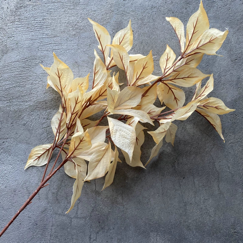 Single Stem Faux Hazel Leaf, 100cm Long, Velvet Fabric, Perfect for Weddings, Home Decor, and Commercial Displays