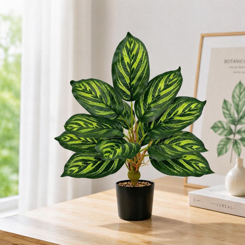 17" Artificial Traveler's Palm Bush with 12 Leaves, Indoor/Outdoor Decor, Wedding, Event, and Home Styling